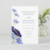 Invitation Elégant été floral bleu (Debout devant)