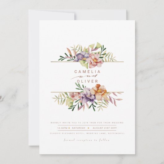 Invitation Elégant été mariage floral Inviter QR Code RSVP (Devant)