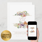 Invitation Elégant été mariage floral Inviter QR Code RSVP