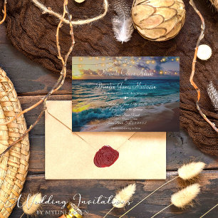 Invitation Élégant été Sunset Beach String Mariage