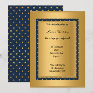 INVITATION ÉLÉGANT ÉTOILE MODERNE MARINE GOLD STAR TOUT OCASS