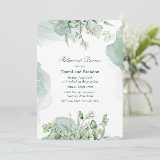 Invitation Élégant Eucalyptus 2 (Debout devant)