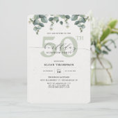 Invitation Elégant Eucalyptus 50e anniversaire Surprise Party (Debout devant)