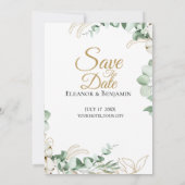 Invitation Elegant Eucalyptus and Gold Greenery Wedding (Dos)