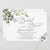 Invitation Elégant Eucalyptus aquarelle Brunch nuptial (Devant / Derrière)