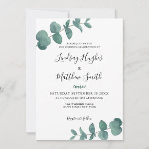 Invitation Elégant Eucalyptus Aquarelle Feuille Mariage