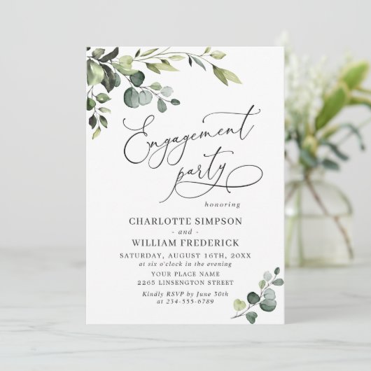 Invitation Elégant Eucalyptus Aquarelle PARTICIPANT (Debout devant)