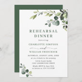 Invitation Elégant Eucalyptus Aquarelle RÉPÉTITION DÎNER (Devant / Derrière)