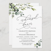 Invitation Elégant Eucalyptus Aquarelle RÉPÉTITION DÎNER (Devant / Derrière)