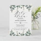 Invitation Elégant Eucalyptus Baby Dans Le Baby shower En Fle (Debout devant)