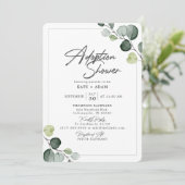 Invitation Elégant Eucalyptus Baby shower d'adoption verdoyan (Debout devant)