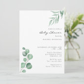 Invitation Elégant Eucalyptus Baby shower Verdure Neutre (Debout devant)