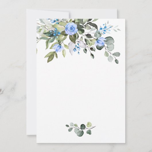 Invitation Elégant Eucalyptus Bleu Roses Brunch & Bubbly (Dos)