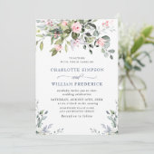 Invitation Élégant Eucalyptus Blush Rose Mariage (Debout devant)