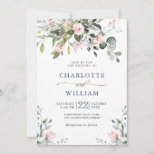 Invitation Elégant Eucalyptus Blush Rose Mariage de verdure (Devant)
