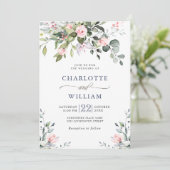 Invitation Elégant Eucalyptus Blush Rose Mariage de verdure (Debout devant)