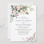 Invitation Elégant Eucalyptus Blush Rose Mariage de verdure (Devant)