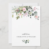 Invitation Élégant Eucalyptus Blush Roses RÉPÉTITION DÎNER (Dos)