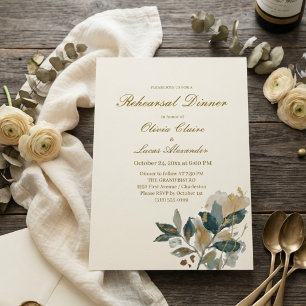 Invitation Élégant Eucalyptus Botanique Aquarelle Or
