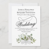 Invitation Elégant Eucalyptus Bouquet QR Code Mariage (Devant)