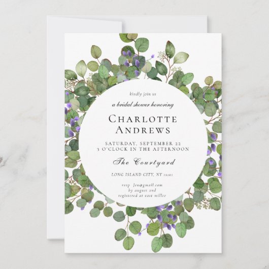 Invitation Elegant Eucalyptus Bridal Shower (Devant)