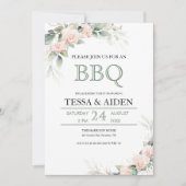 Invitation Élégant Eucalyptus Budget BBQ Partie d'engagement (Devant)