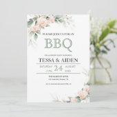 Invitation Élégant Eucalyptus Budget BBQ Partie d'engagement (Debout devant)