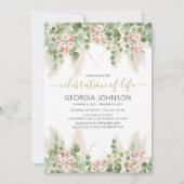 Invitation Elégant Eucalyptus Célébration de la vie | Mémoria (Devant)