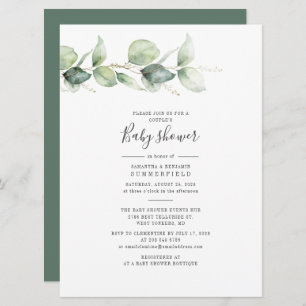 Invitation Elégant Eucalyptus Couples Baby shower Verdure