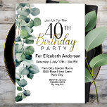 Invitation Elégant Eucalyptus Feuille 40e anniversaire<br><div class="desc">Elégant Eucalyptus Feuilles 40e Anniversaire Invitation Pour Femmes. Il Est Facile De Modifier L'Exemple De Texte En Cliquant Personnaliser Ce Modèle. Cliquez Sur Modifier À L'Aide De L'Outil De Conception Pour Modifier Le Type De Police, La Couleur De Police, La Taille De Police Ou Pour Ajouter/Supprimer/Modifier Le Texte Ou Les...</div>