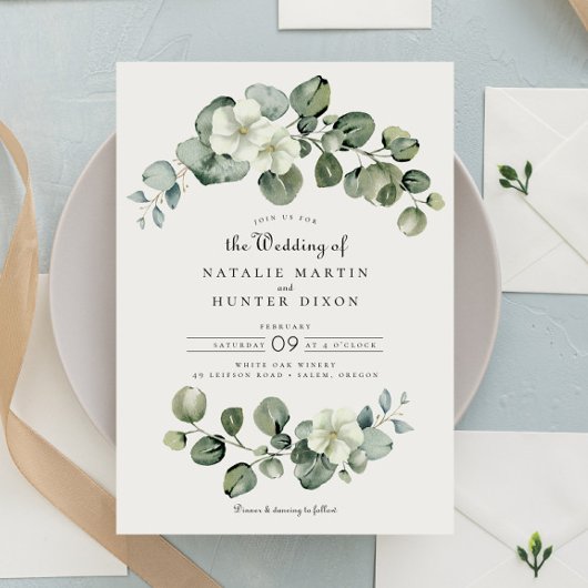 Invitation Elégant Eucalyptus Feuille Arc Mariage de verdure
