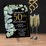 Invitation Elégant Eucalyptus Gold 50e anniversaire<br><div class="desc">Elégant Eucalyptus Leaf Gold 50e Anniversaire Invitations Pour Femmes. Il Est Facile De Changer L'Exemple De Texte En Vous Propre En Cliquant Sur Personnaliser. Cliquez Sur Personnaliser Pour Modifier Le Type De Police, La Couleur De Police Ou La Taille De Police Ou Pour Ajouter/Supprimer/Modifier Le Texte Ou Les Éléments De...</div>