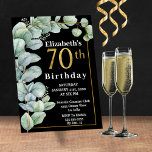 Invitation Elégant Eucalyptus Gold 70e anniversaire<br><div class="desc">Elégant Eucalyptus Leaf Or 70e Anniversaire Invitations Pour Femmes. Il Est Facile De Changer L'Exemple De Texte En Vous Propre En Cliquant Sur Personnaliser. Cliquez Sur Personnaliser Pour Modifier Le Type De Police, La Couleur De Police Ou La Taille De Police Ou Pour Ajouter/Supprimer/Modifier Le Texte Ou Les Éléments De...</div>
