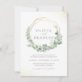 Invitation Elégant Eucalyptus & Gold Mariage de cadre géométr (Devant)