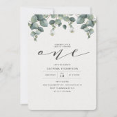 Invitation Elégant Eucalyptus Green 1er anniversaire (Devant)