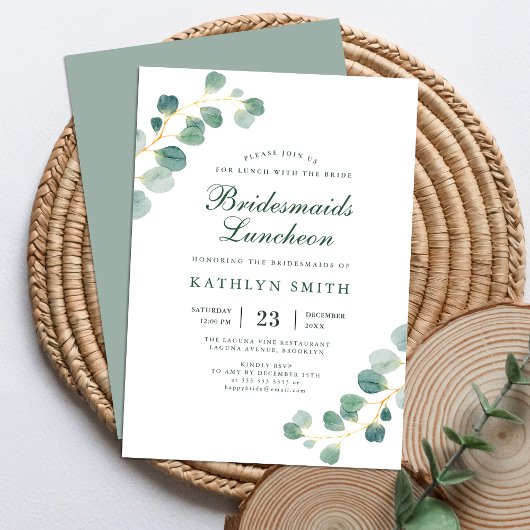 Invitation Élégant Eucalyptus Green Bridesmaids Déjeuner