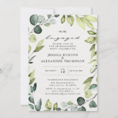 Invitation Elégant Eucalyptus Green Engagement Party (Devant)