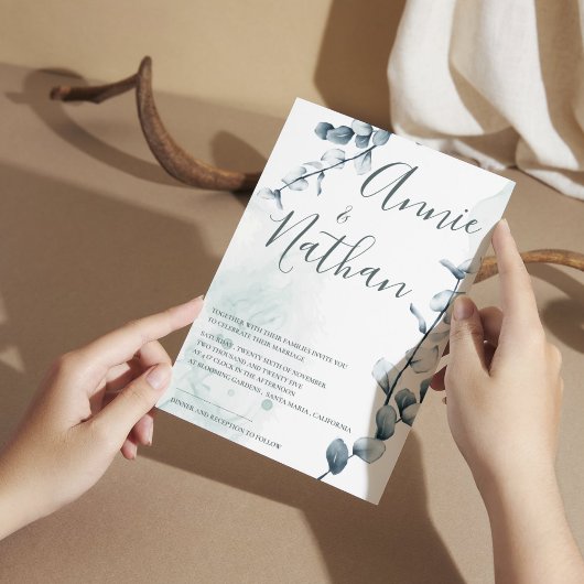 Invitation Elégant Eucalyptus Green Feuille Mariage botanique