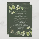 Invitation Elegant Eucalyptus Greenery Double-Sided Wedding (Devant / Derrière)