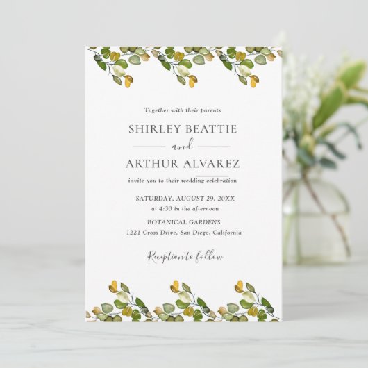 Invitation Elegant Eucalyptus Greenery Wedding (Debout devant)