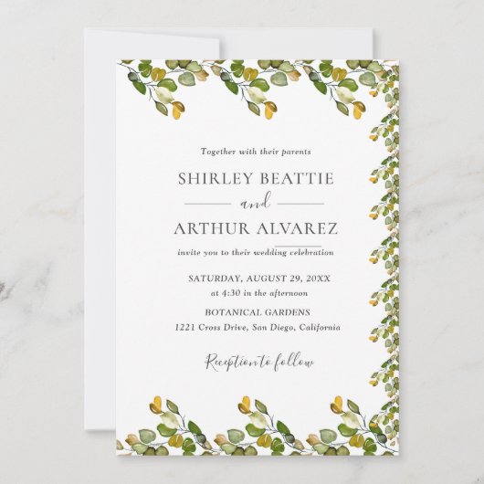 Invitation Elegant Eucalyptus Greenery Wedding (Devant)