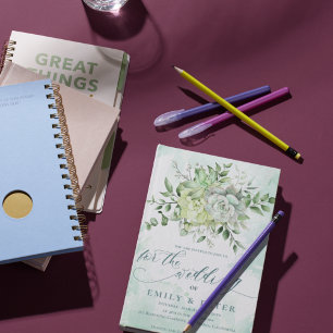 Invitation Elégant Eucalyptus Joli Mariage floral vert