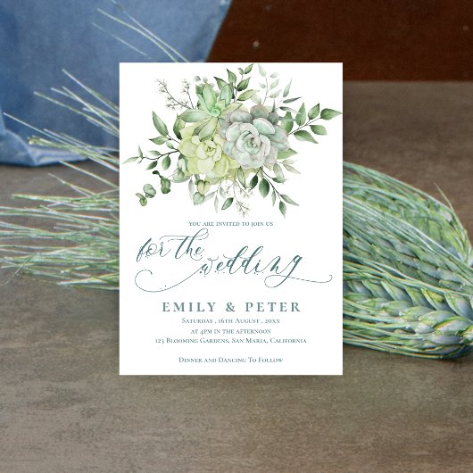 Invitation Elégant Eucalyptus Joli Mariage floral vert