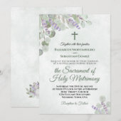 Invitation Elégant Eucalyptus & Lavender Mariage catholique (Devant / Derrière)