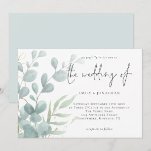 Invitation Élégant Eucalyptus Mariage bleu Poudre Invi