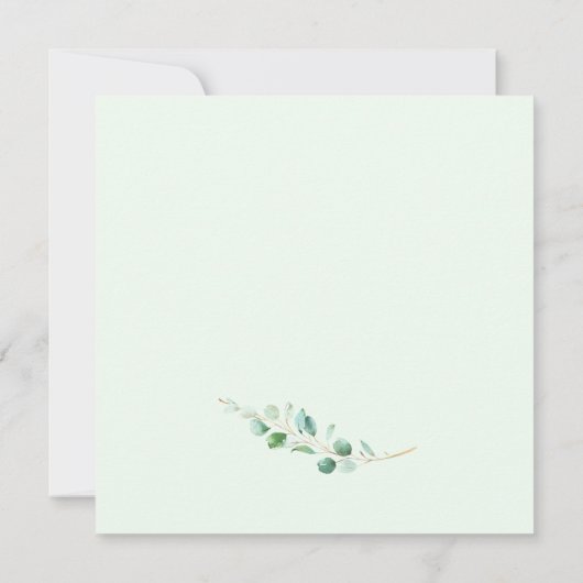 Invitation Elégant Eucalyptus Mariage Carré (Dos)