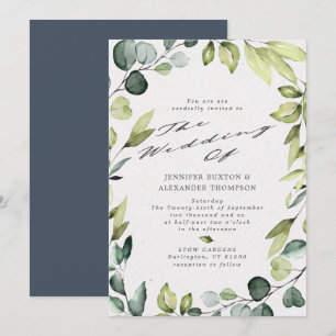 Invitation Élégant Eucalyptus Mariage de calligraphie verte