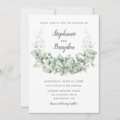 Invitation Elégant Eucalyptus Mariage de couronne de verdure (Devant)