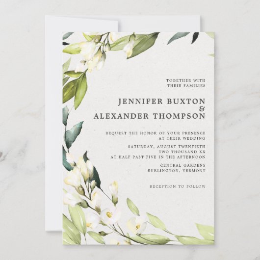 Invitation Elégant Eucalyptus Mariage de couronne de verdure (Devant)