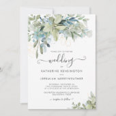 Invitation Élégant Eucalyptus Mariage de script de verdure (Devant)
